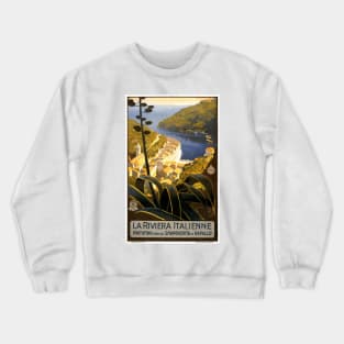 The Italian Riviera - Vintage French Travel Poster Design Crewneck Sweatshirt